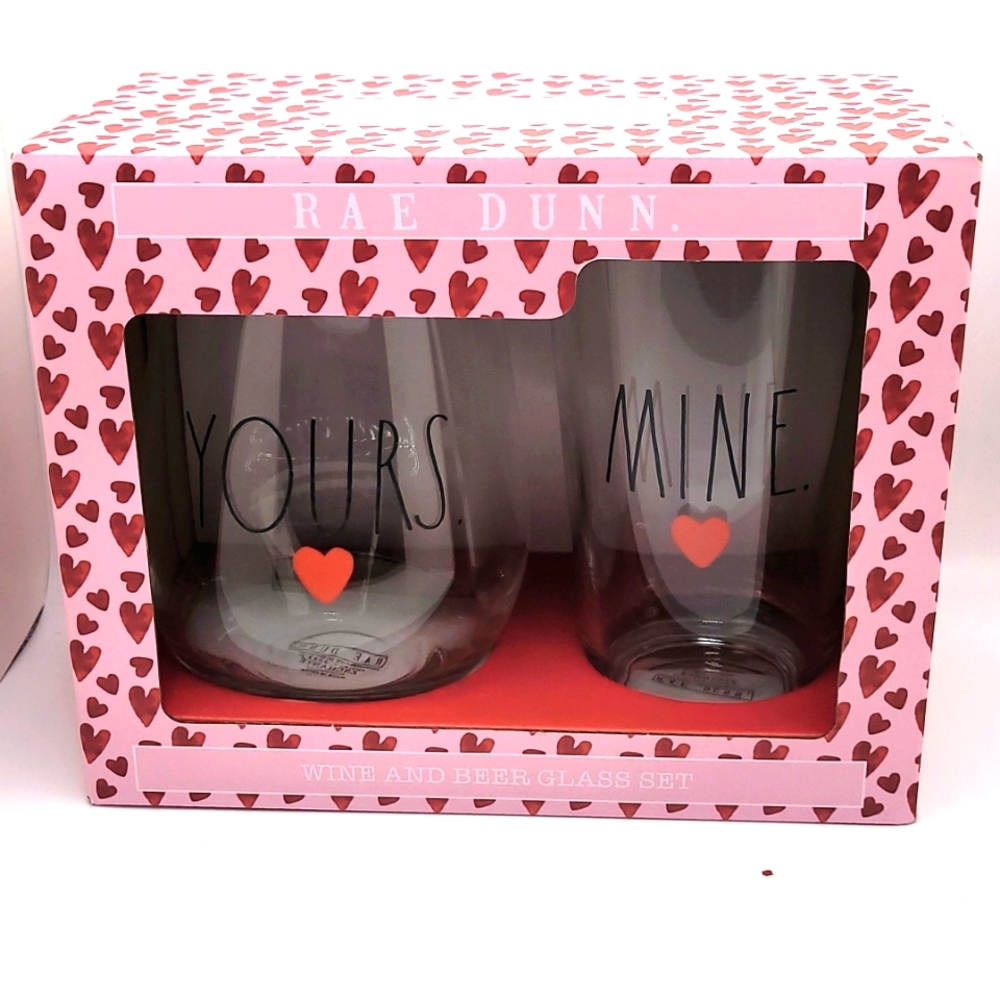 Rae dunn WINE AND BEER GLASS SET